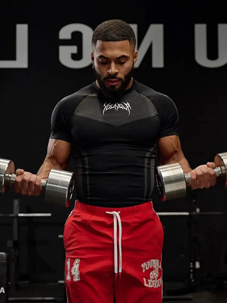 Men Quick Drying Breathable Stretch Tight Fitting T-Shirt