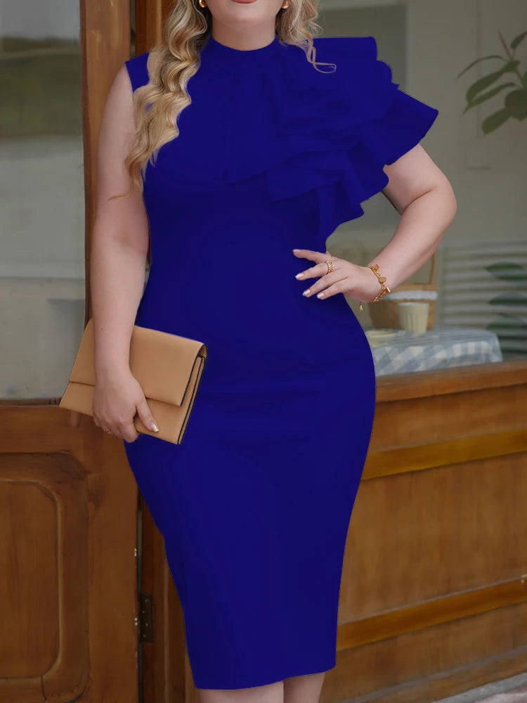 Summer Bodycon High Neck Sleeveless Dress