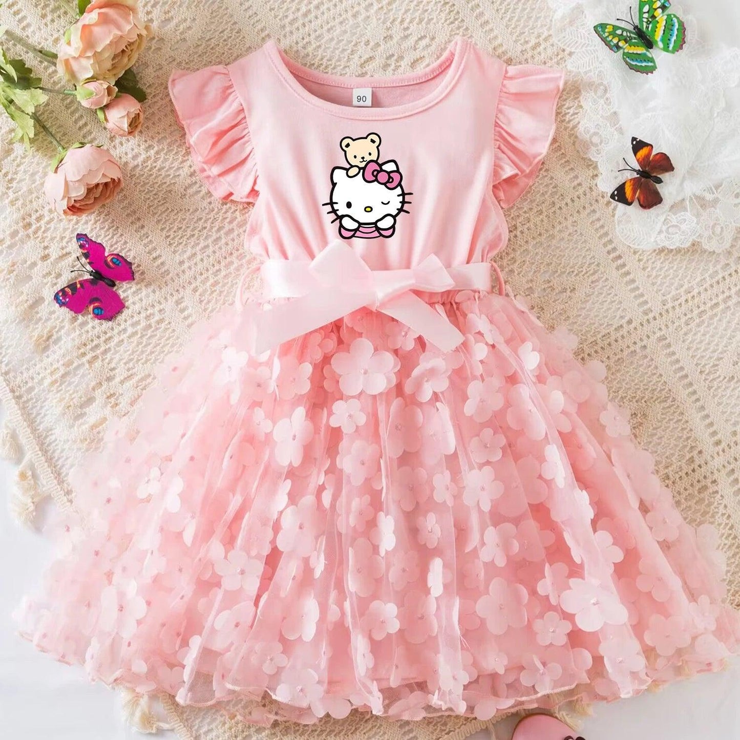 Summer 3D Butterfly Girls Princess Dress - Venus Trendy Fashion Online