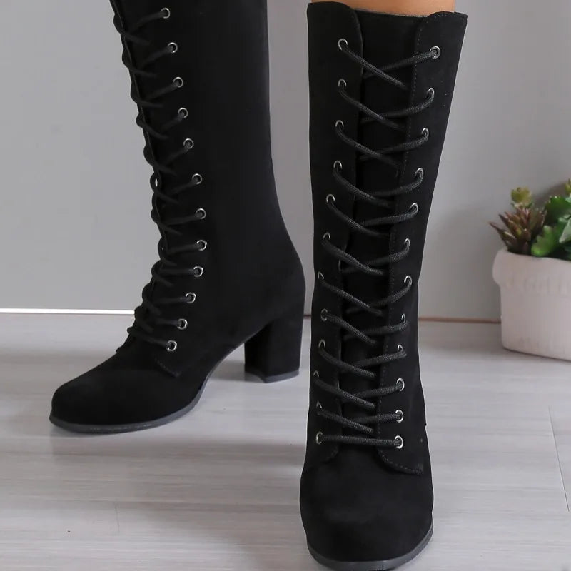 Winter New Coarse Heel High Boots