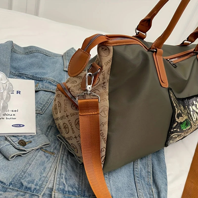 Large Capacity Travel Bag with Bear & Cat Design