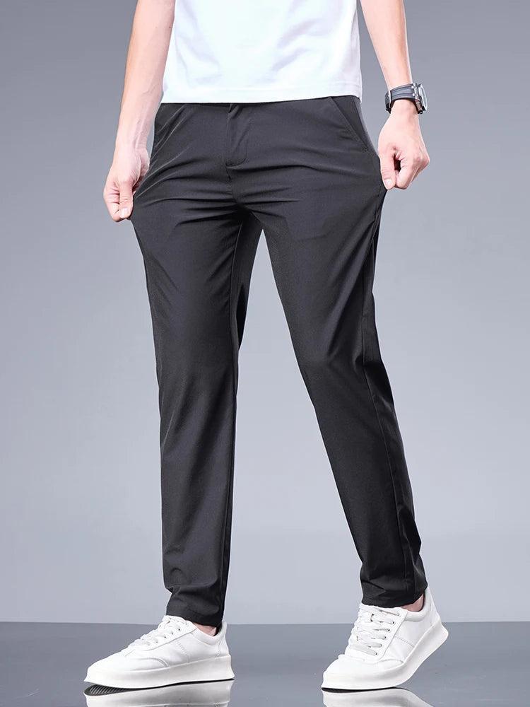 Summer New Business Ice Silk Elastic Pants - Venus Trendy Fashion Online