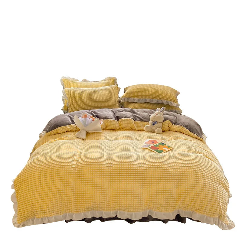 Winter Thicken Flannel Duvet Cover Bedding Set - Venus Trendy Fashion Online