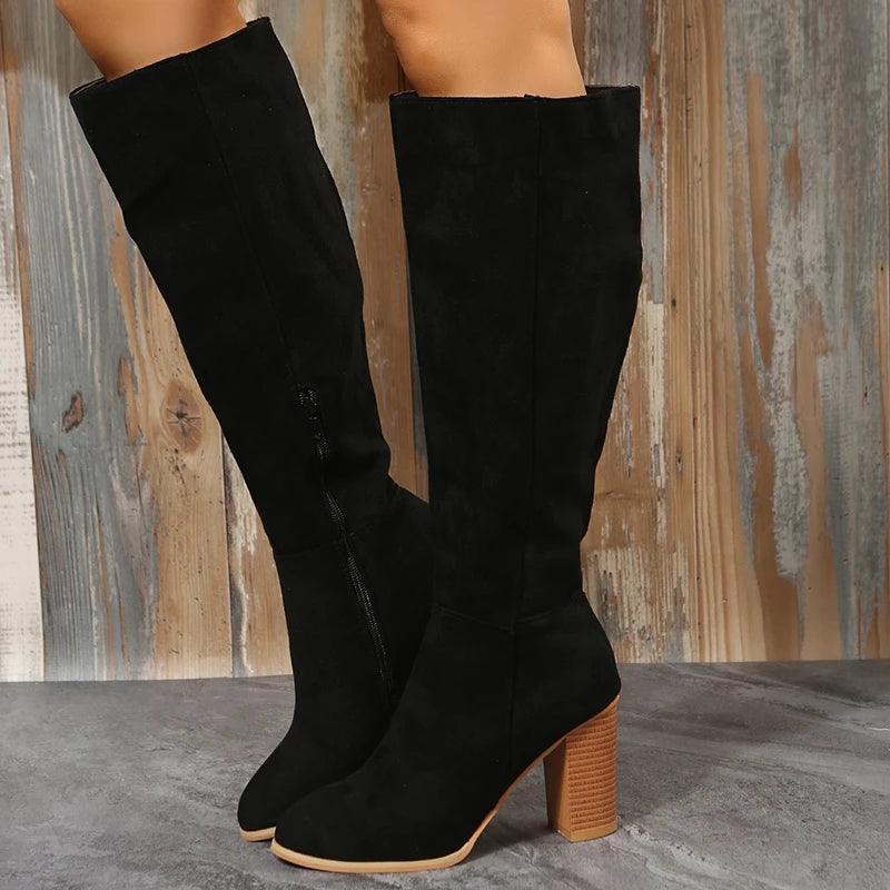 Western Leather High Long Elegant Designer Boots - Venus Trendy Fashion Online