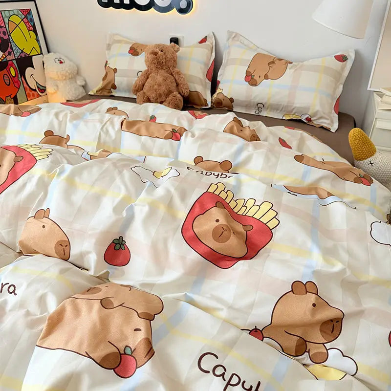 Korean Kawaii  Bear Floral Bedding sets