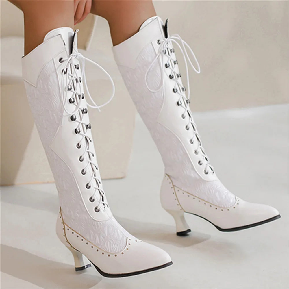 Women Victorian Pointed Toe Mid-Calf Boots - Venus Trendy Fashion Online