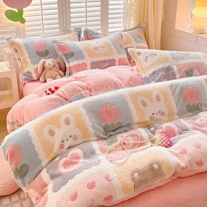 Winter Cartoon Style Duvet Covers Velvet (No Pillows cases) - Venus Trendy Fashion Online