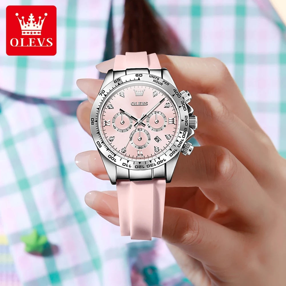 OLEVS 5618 Women Luxury Silicone Strap Quartz Watch