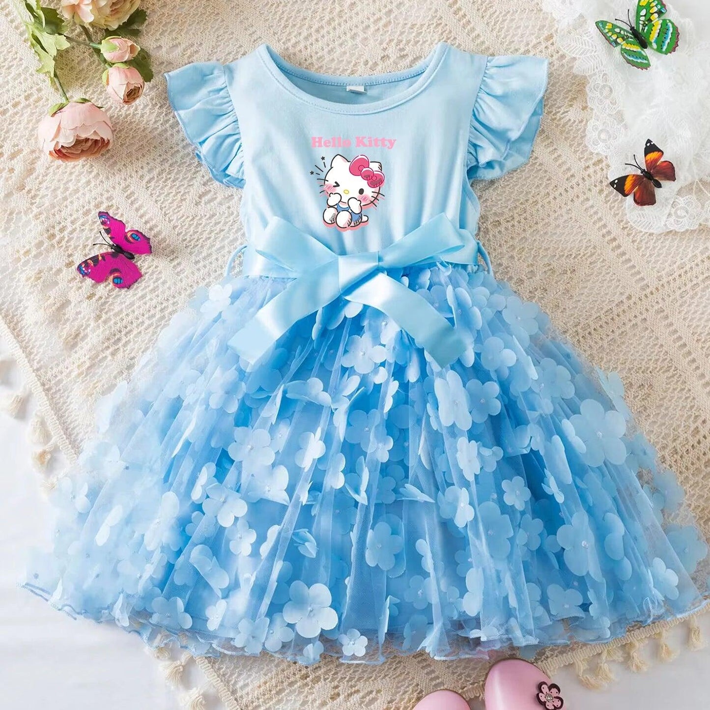 Summer 3D Butterfly Girls Princess Dress - Venus Trendy Fashion Online