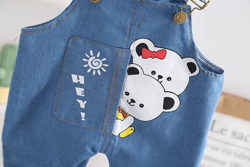 Summer Children Short Sleeve T-Shirt Overalls Set