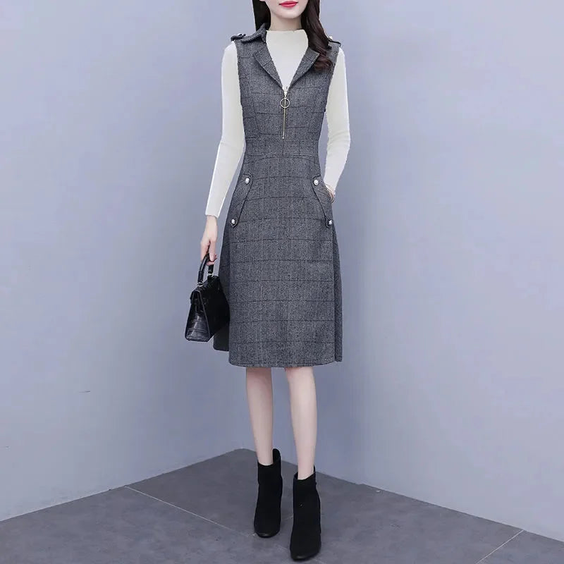 Women lattice Mid length A-line Dresses