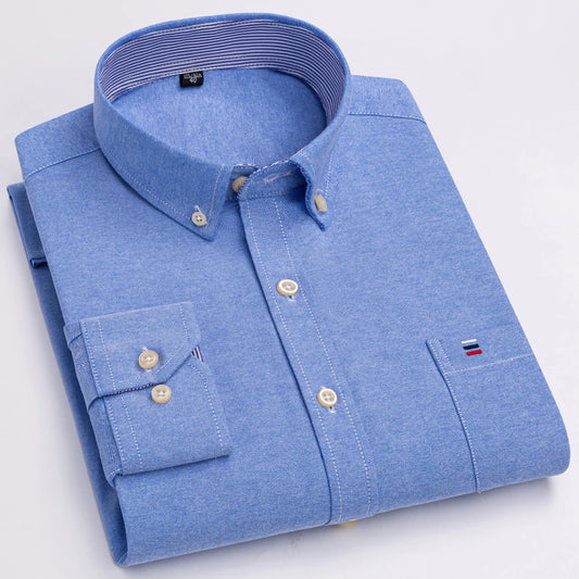 Men's 100% Cotton Plaid Checkered Long Sleeve Oxford Shirt - Venus Trendy Fashion Online
