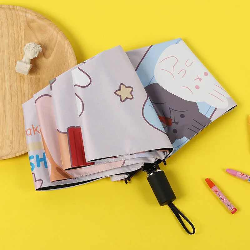 Three-folding Umbrella Cartoon Kitten Printing - Venus Trendy Fashion Online
