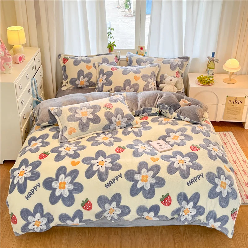 Cute Bear Duvets Cover Soft Blanket (No Pillowcase)