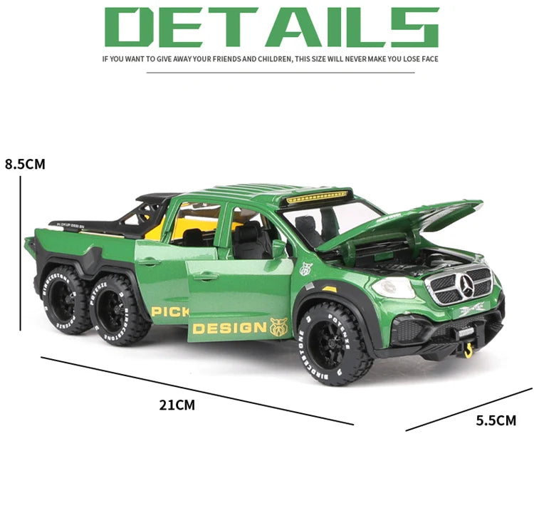 1:28 X-Class 6*6 Wheel Alloy Pickup Car for Gift