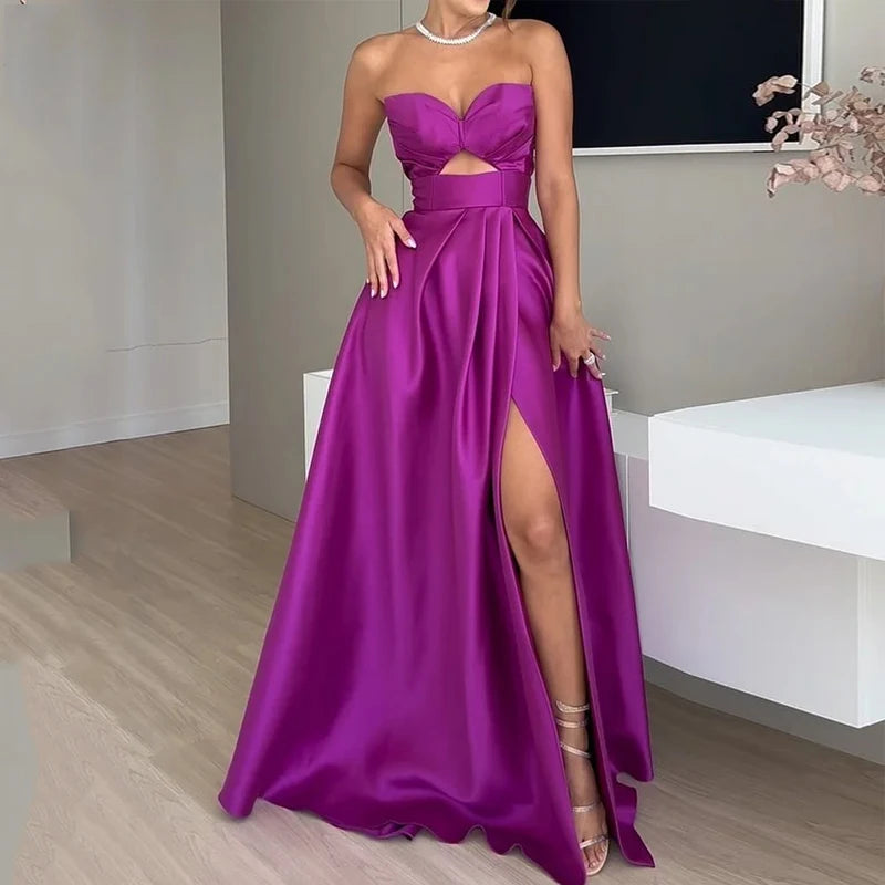 Sexy Solid Off Shoulder Sleeveless Party Dress - Venus Trendy Fashion Online