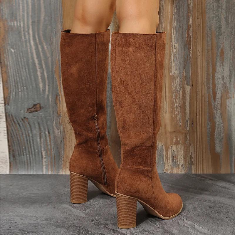 Western Leather High Long Elegant Designer Boots - Venus Trendy Fashion Online