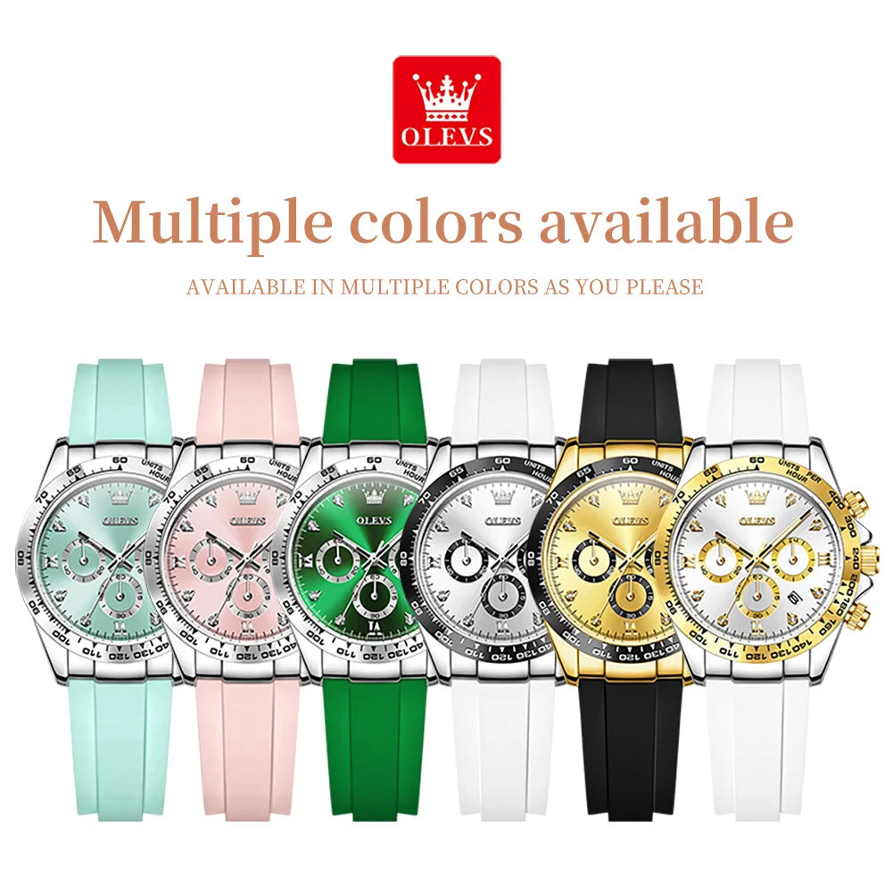 OLEVS 5618 Women Luxury Silicone Strap Quartz Watch