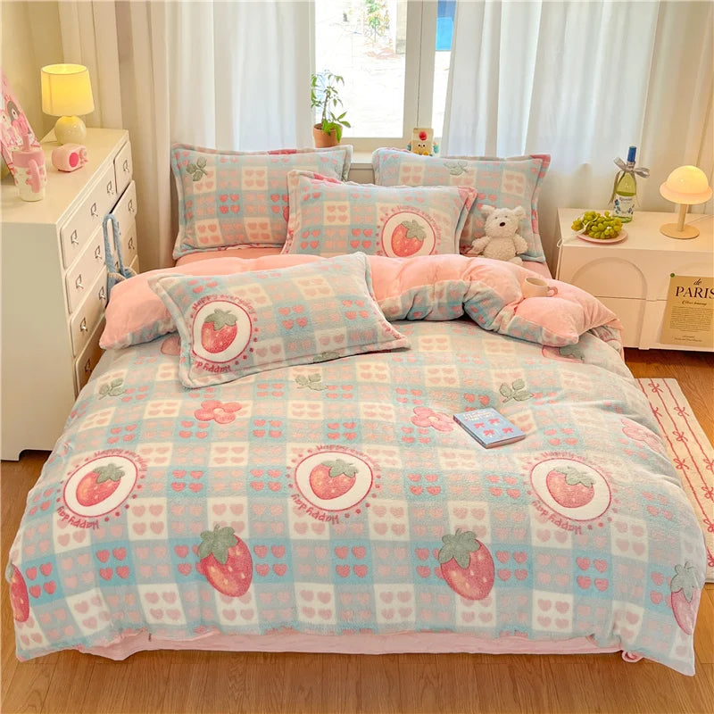 Cute Bear Duvets Cover Soft Blanket (No Pillowcase)