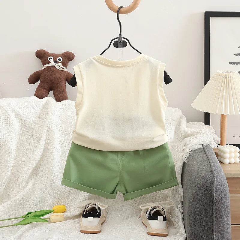 Summer Children Vest Shorts 2Pcs Sets