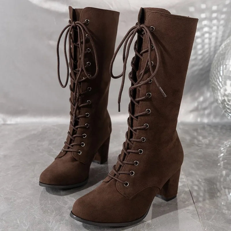 Winter New Coarse Heel High Boots