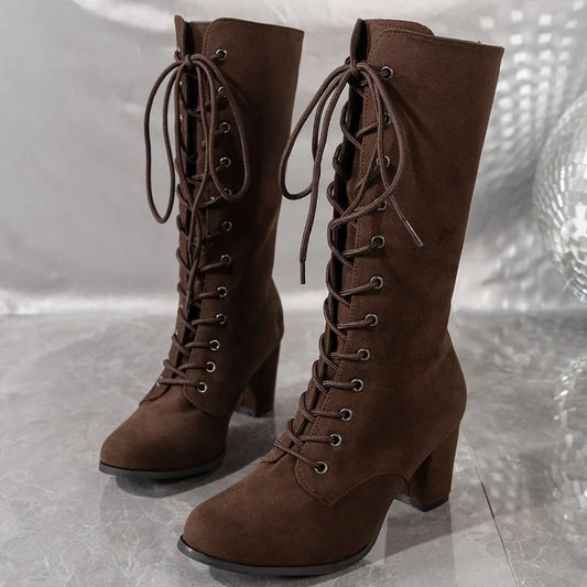 Winter New Coarse Heel High Boots