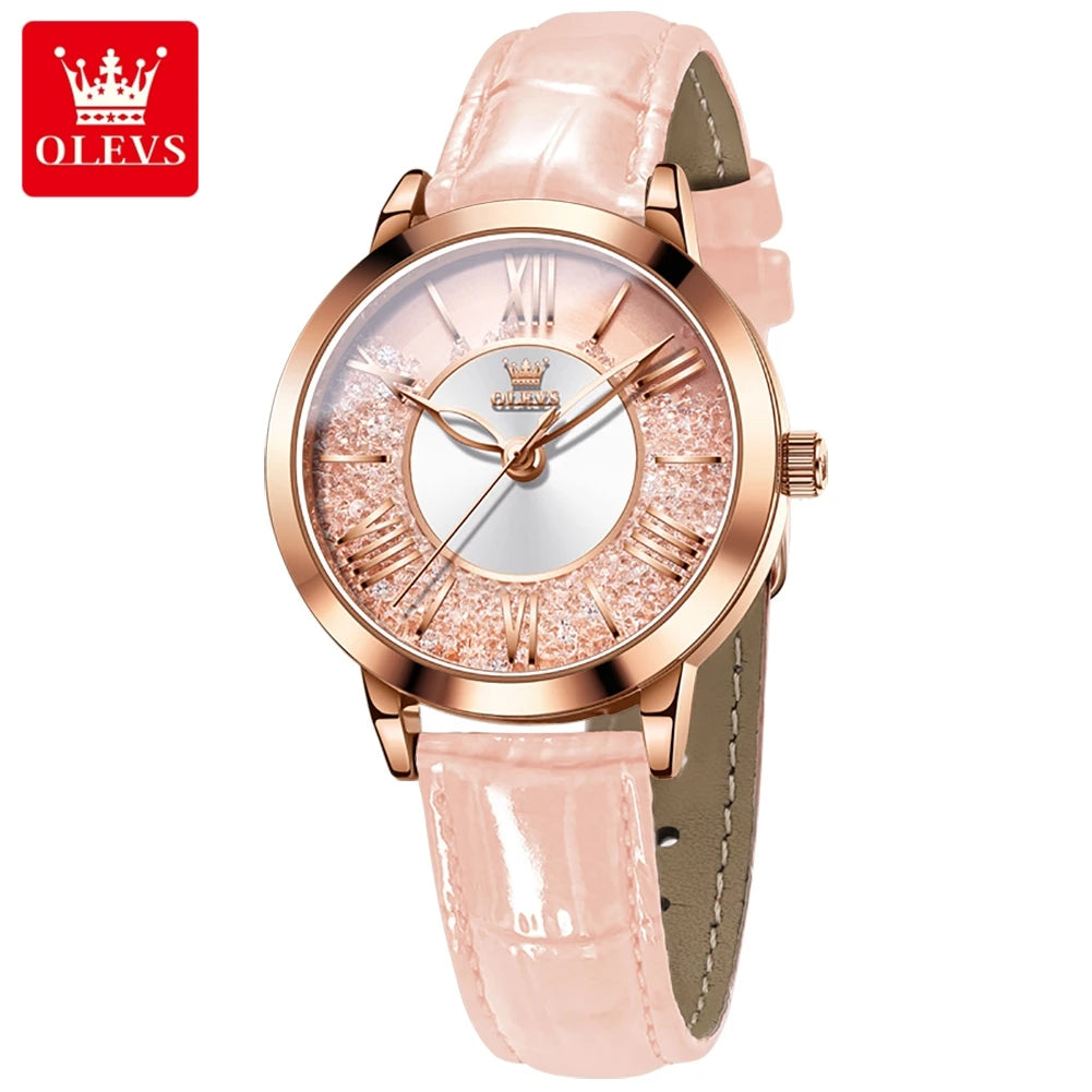 OLEVS 5539 Quartz Woman Flowing Crystal Design Watch
