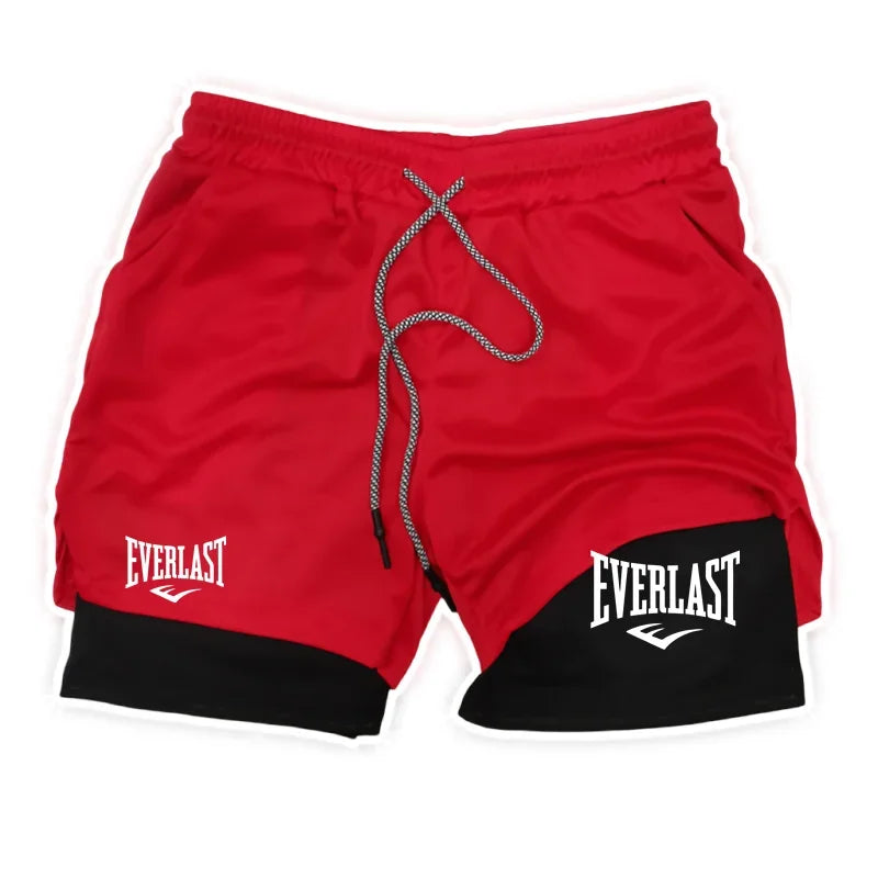 Men Running  2 In 1 Double-deck Sport Shorts