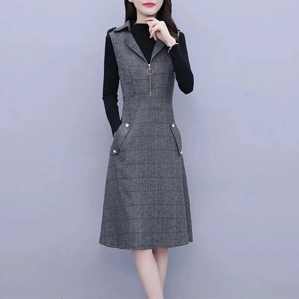 Women lattice Mid length A-line Dresses