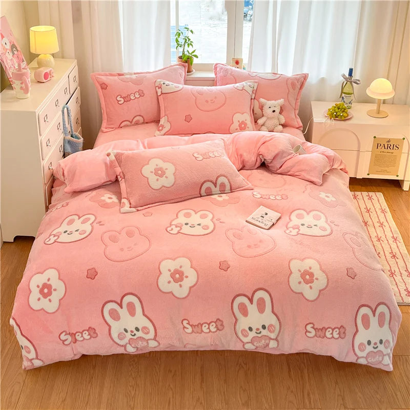 Cute Bear Duvets Cover Soft Blanket (No Pillowcase)