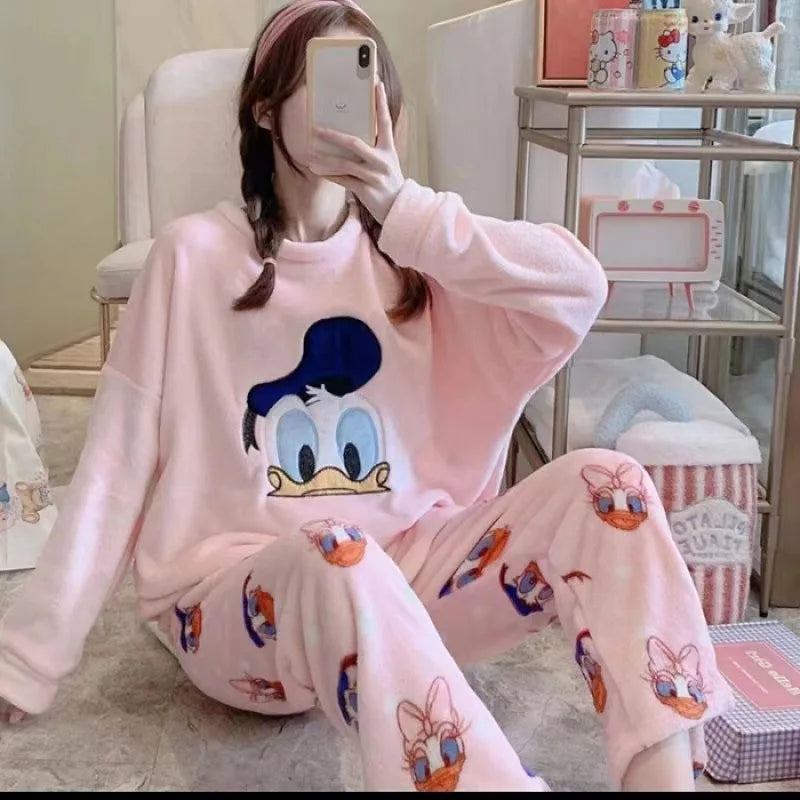 Cartoon's Flannel Women Warm Pajamas