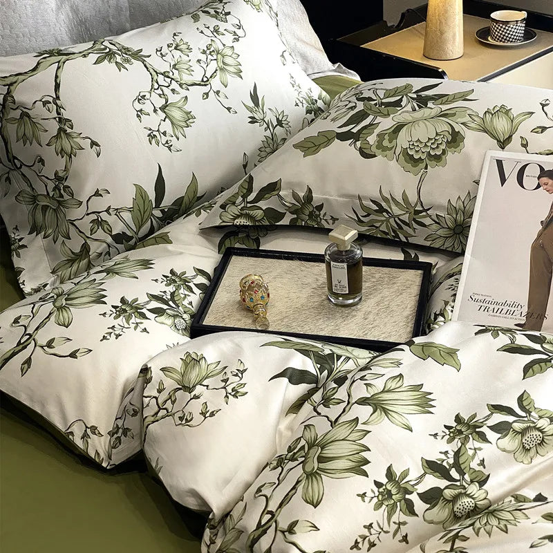Botanical Flowers Cotton Luxury Soft Bedding Set