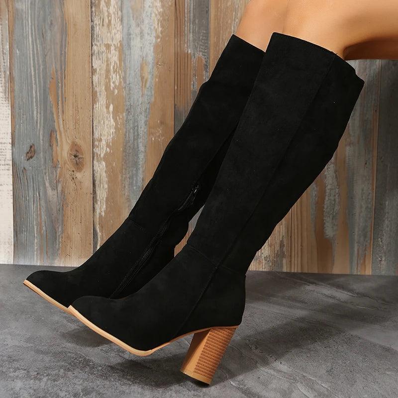 Western Leather High Long Elegant Designer Boots - Venus Trendy Fashion Online