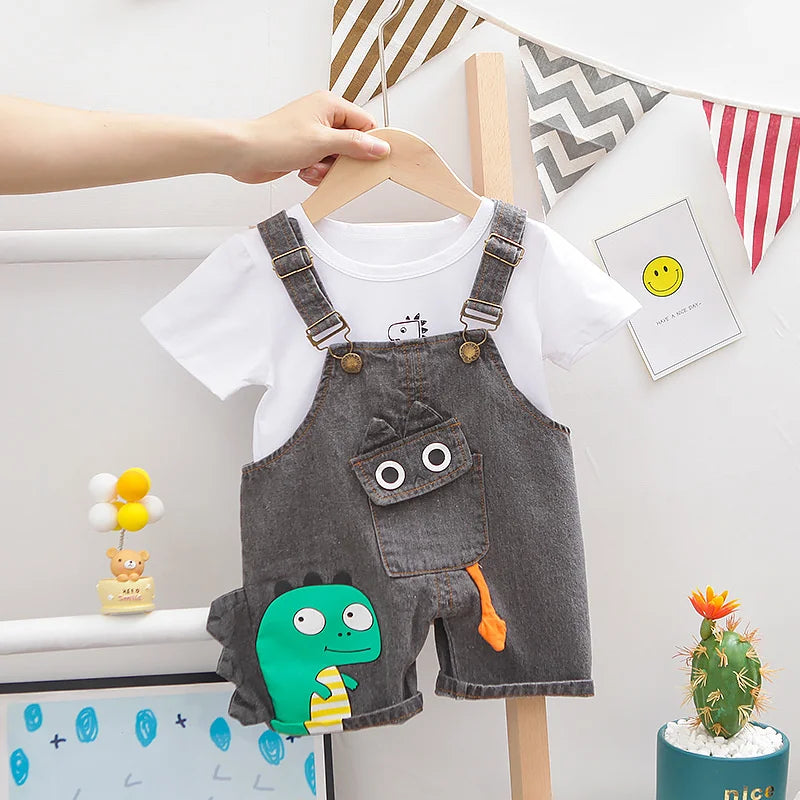 Summer Children Short Sleeved T-Shirt Overalls Sets