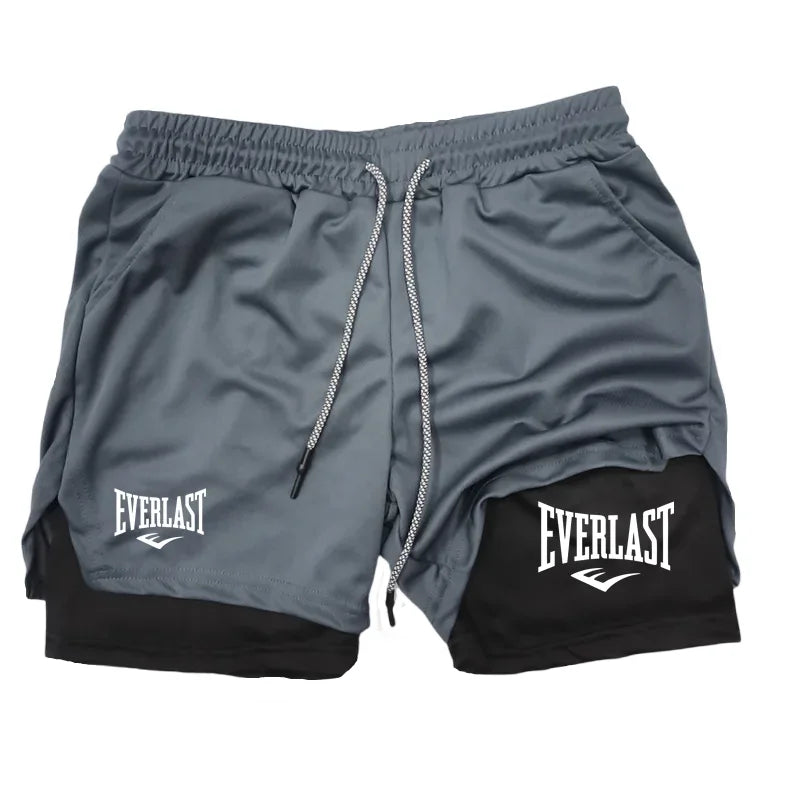 Men Running  2 In 1 Double-deck Sport Shorts