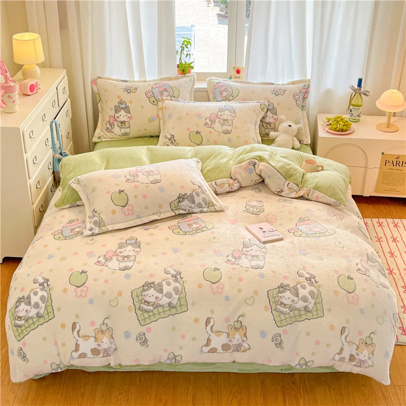Cute Bear Duvets Cover Soft Blanket (No Pillowcase)