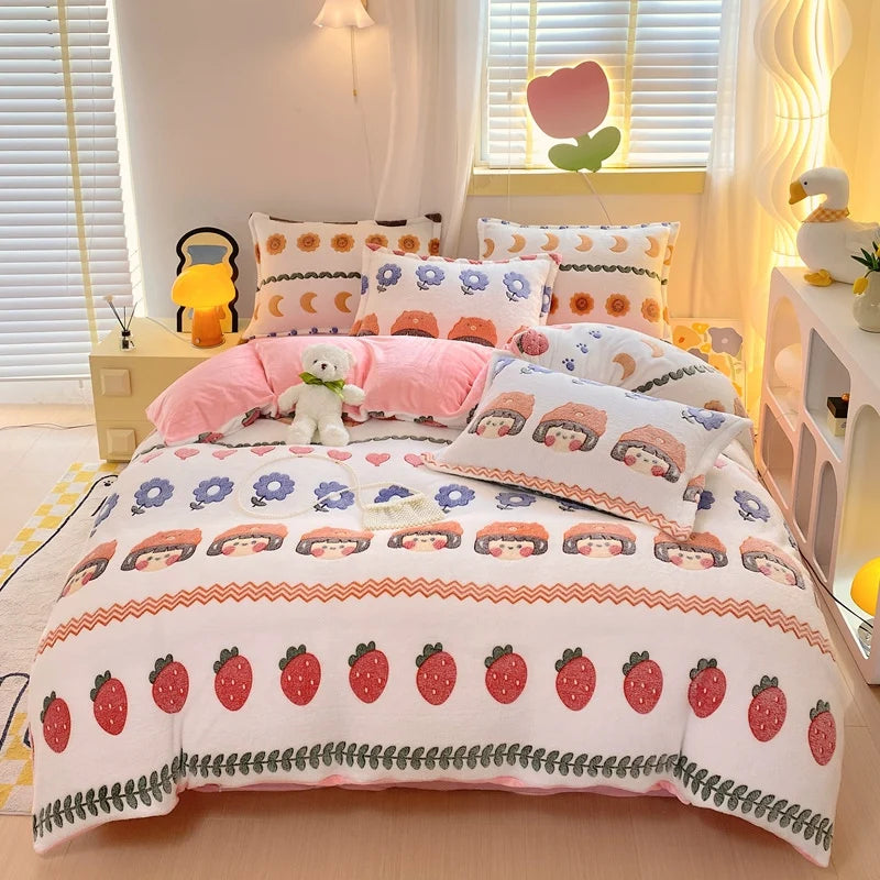 Cute Bear Duvets Cover Soft Blanket (No Pillowcase)