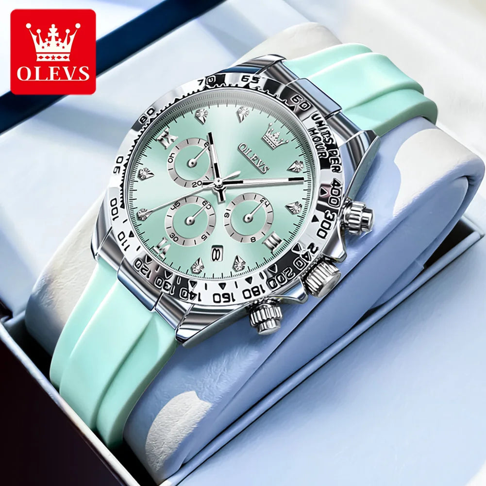 OLEVS 5618 Women Luxury Silicone Strap Quartz Watch