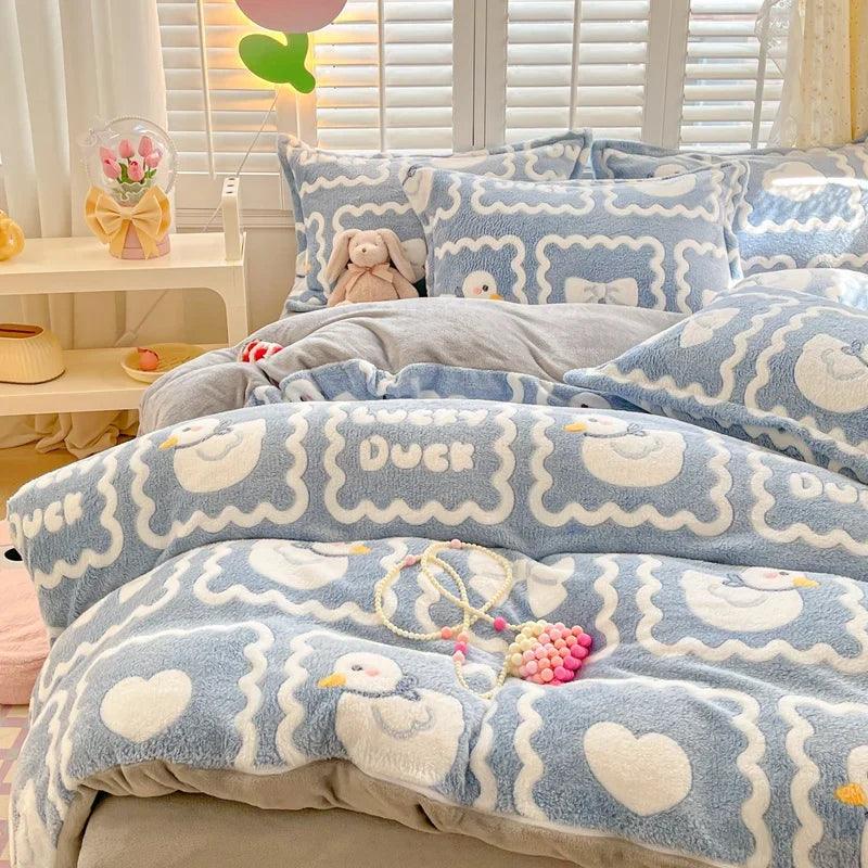 Winter Cartoon Style Duvet Covers Velvet (No Pillows cases) - Venus Trendy Fashion Online