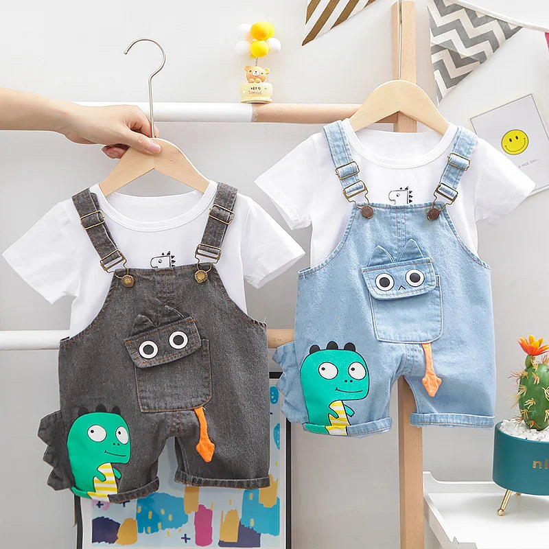 Summer Children Short Sleeved T-Shirt Overalls Sets