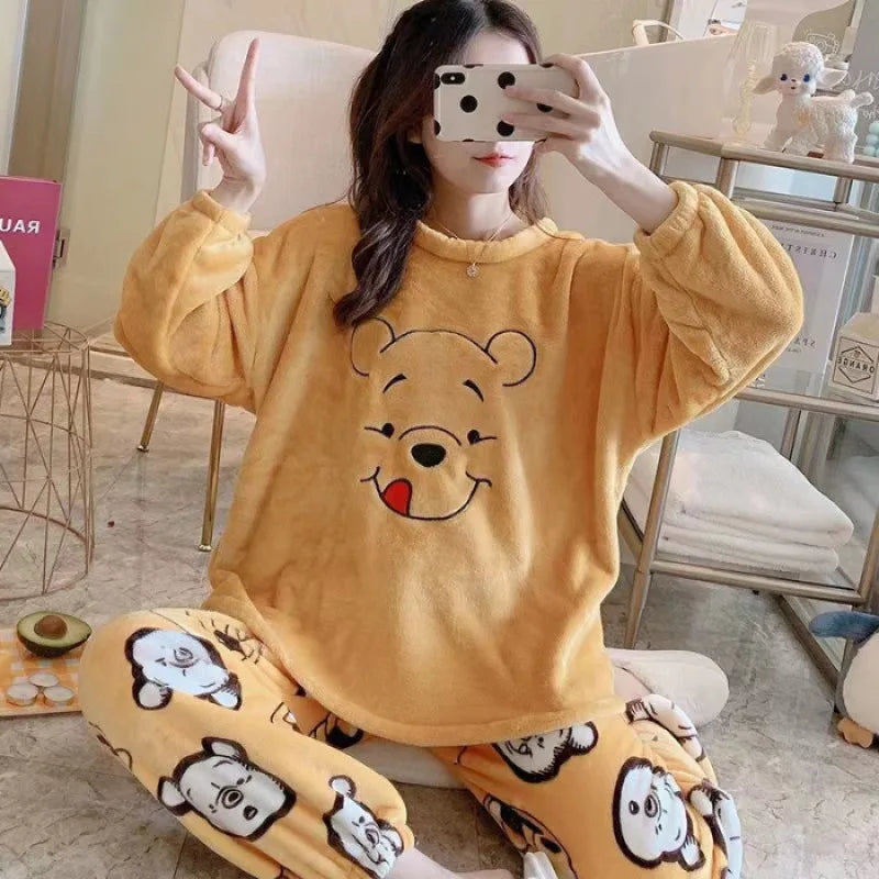 Cartoon's Flannel Women Warm Pajamas