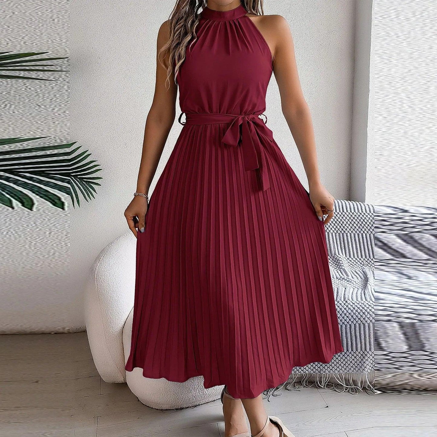 Women Sexy Sleeveless Halterneck Elegant Dresses - Venus Trendy Fashion Online