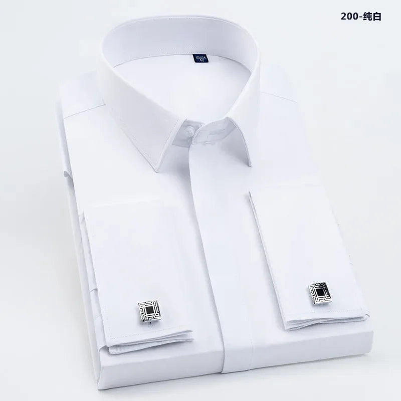 High Quality Hidden Button Men's Long Sleeve Shirts (Cufflinks Included) - Venus Trendy Fashion Online