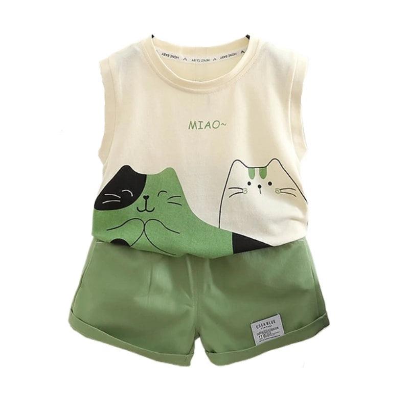 Summer Children Cute Cats Clothes Suits