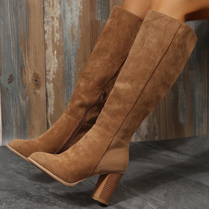 Western Leather High Long Elegant Designer Boots - Venus Trendy Fashion Online