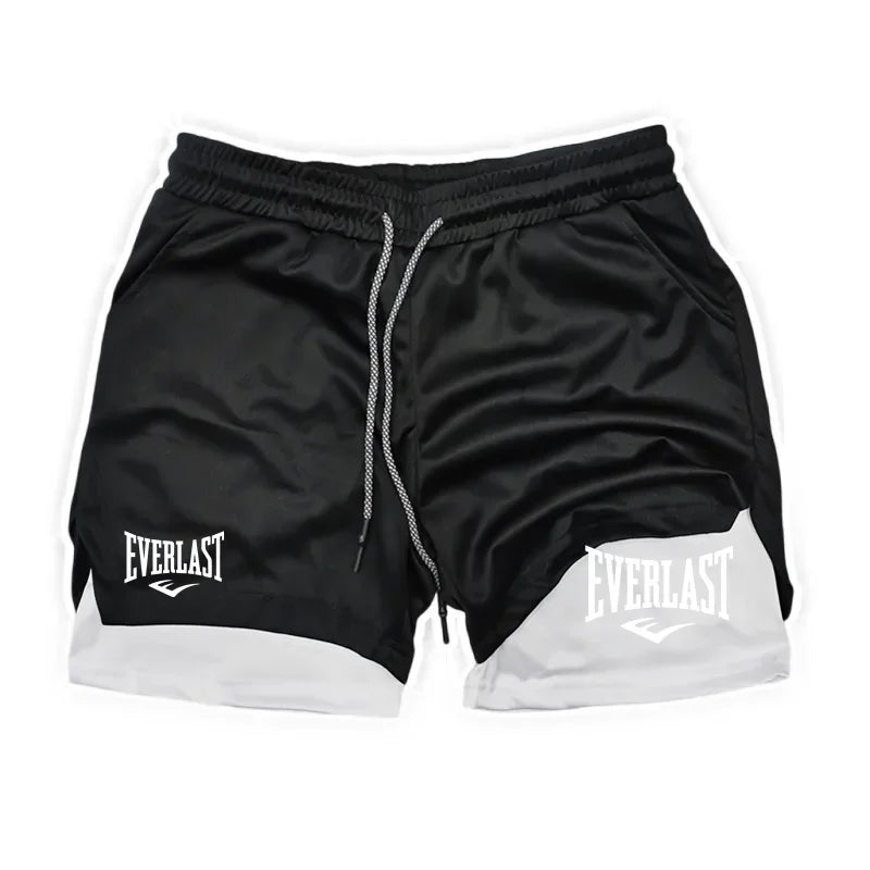 Men Running  2 In 1 Double-deck Sport Shorts