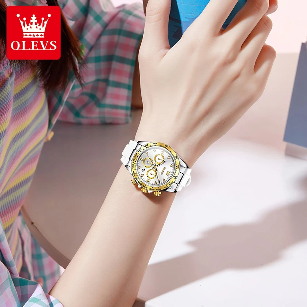 OLEVS 5618 Women Luxury Silicone Strap Quartz Watch