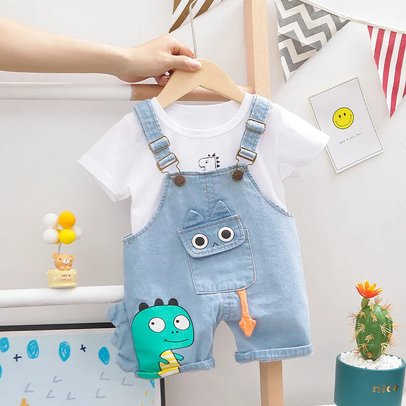 Summer Children Short Sleeved T-Shirt Overalls Sets