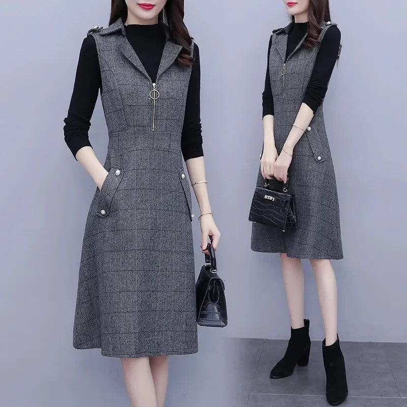Women lattice Mid length A-line Dresses
