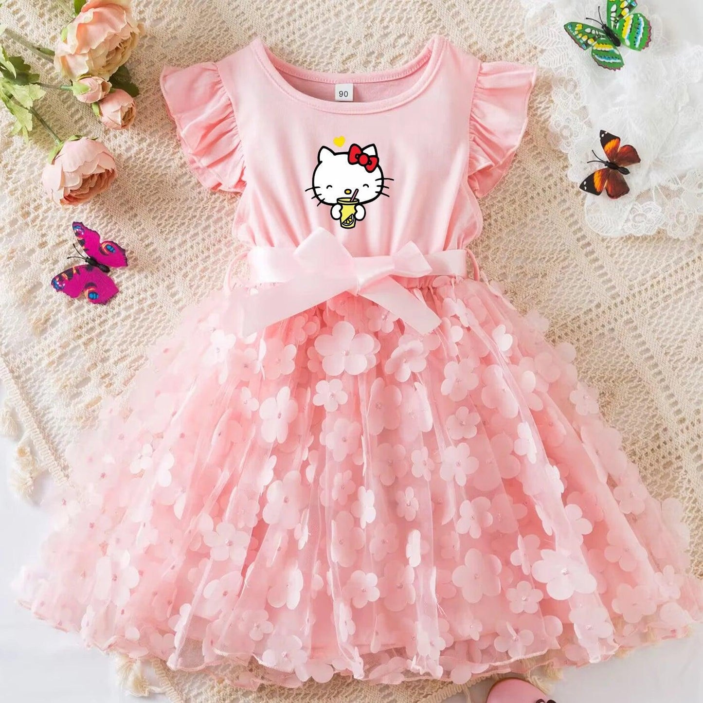 Summer 3D Butterfly Girls Princess Dress - Venus Trendy Fashion Online